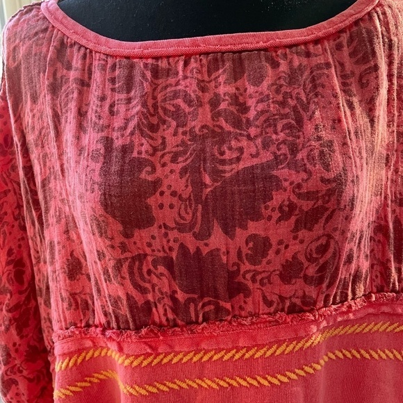Free People Garnet Royal Combo Red Top Oversized Size M - Picture 7 of 13